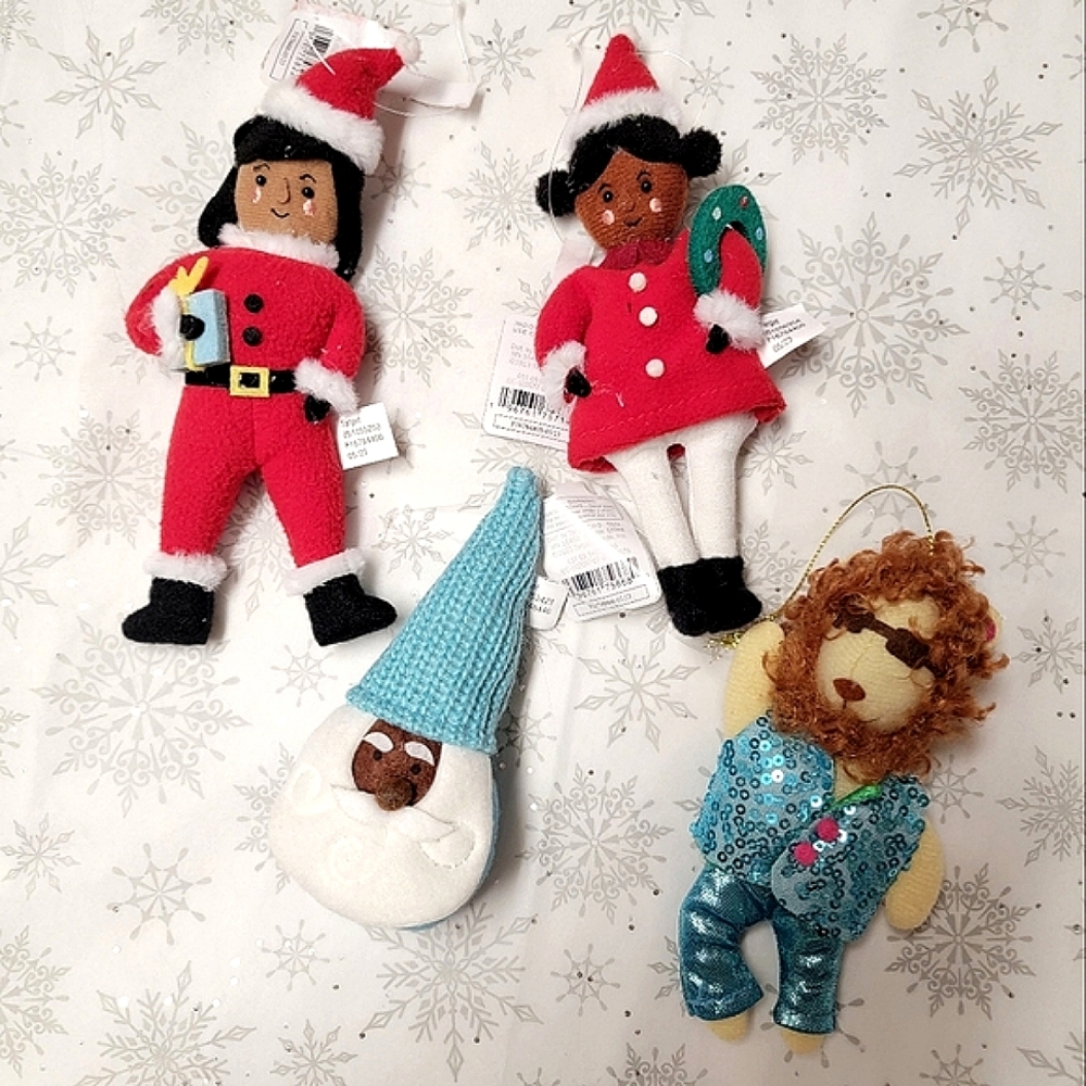 Assortment of Fabric Plush Christmas Tree Ornaments Wondershop Ethnic Mrs. Claus
